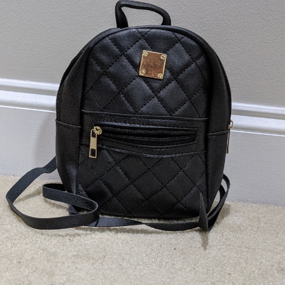 Black Mini Quilted Backpack